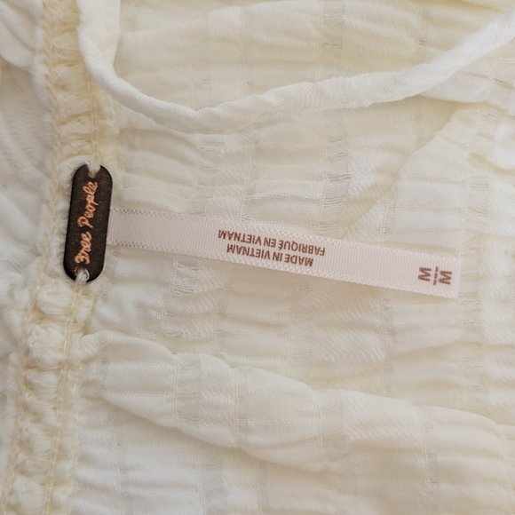 Free People Hailey Crop L/S Midriff Blouse Cream Size M NWT - Picture 8 of 12